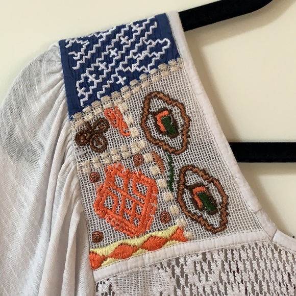 Free People Size M (US) Hand Embroidered Lace and Stretch Jersey Blouse - Picture 5 of 14